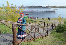 Jenissei-Kreuzfahrt in Sibirien. MS M. Gorky in Galanino. Russland